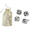 imageCreative CoOp 4 Round Metal Bell Place CardPhoto Holders with Paper Cards in Drawstring Bag Silver