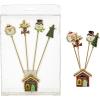 imageCreative CoOp 5quot H Stainless Steel Serving Picks wEnameled Christmas Icons in House Shaped Holder Multi Color Set of 5 