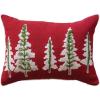 imageCreative CoOp Cotton Slub Lumbar Pillow with Embroidered Trees Pom Trim Red Green Natural