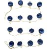 imageCreative CoOp Embossed Mercury Glass Ornament Garland with Gold Cord Dark Blue