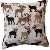 imageCreative CoOp Multicolor Square Cotton Slub Pillow with Tufted and Embroidered Reindeer
