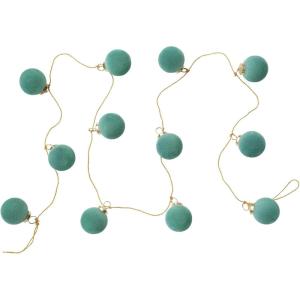 image72quot L Flocked Glass Ball Ornament Garland wGold Cord Mint Color