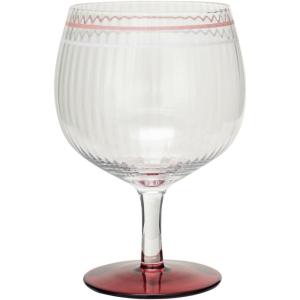 imageCreative CoOp 20 oz Stemmed Fluted Wine Glass with Stripe and Red Base Clear