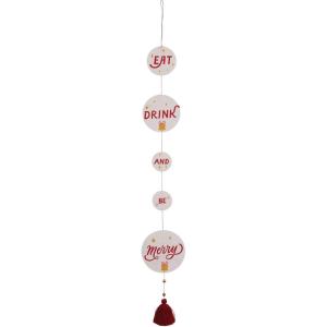 imageCreative CoOp 37quot H Handmade Recycled Paper Banner wBeaded Tassel Eat Drink and Be Merry Multi Color