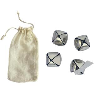 imageCreative CoOp 4 Round Metal Bell Place CardPhoto Holders with Paper Cards in Drawstring Bag Silver