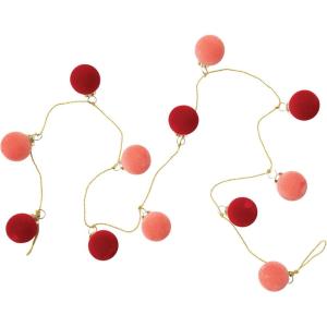 imageCreative CoOp 72quot L Flocked Glass Ball Ornament wGold Cord Pink ampamp Red Garland