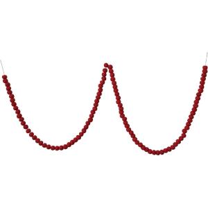 imageCreative CoOp Decorative Handmade Wool Felt Ball Garland in Printed Drawstring Bag Red