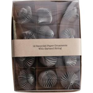 imageCreative CoOp Decorative Paper Folding Honeycomb Ornaments with DIY Garland String Grey Color Set of 12