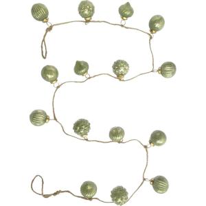 imageCreative CoOp Embossed Mercury Glass Ball Ornament Garland with Jute Cord Olive Green