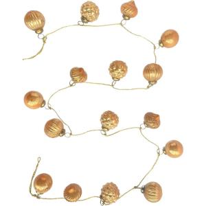 imageCreative CoOp Embossed Mercury Glass Ornament Garland on Gold Cord Apricot Color