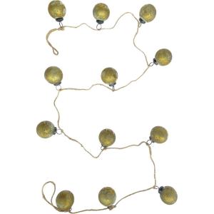 imageCreative CoOp Glass Ball Ornament Garland in Distressed Finish Matte Olive Green and Gold Finish