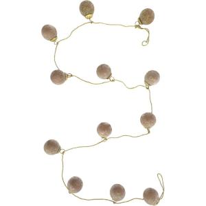 imageCreative CoOp Glass Ball Ornament Garland with Embedded Natural Hay and Gold Cord Matte Pink