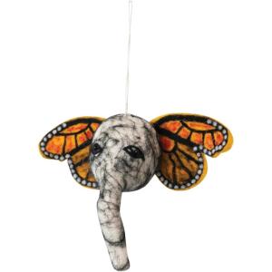 imageCreative CoOp Handmade Wool Felt Elephant Head Ornament Multicolor
