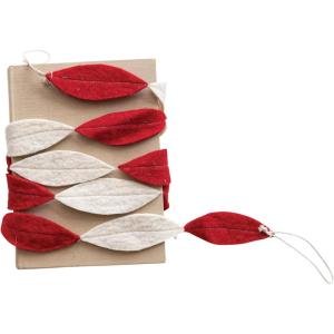 imageCreative CoOp Handmade Wool Felt Garland Red and Cream Color