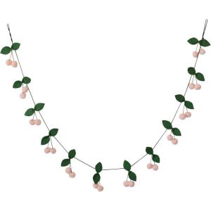 imageCreative CoOp Handmade Wool Felt Leaves and Pom Pom Cherries Garland Green Pink and Brown