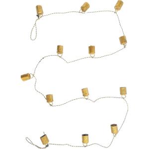 imageCreative CoOp Metal Bell Garland with Black and White String Antique Gold Finish
