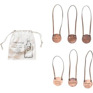 imageCreative CoOp Metal Bottle Tag with Leather Tie Antique Copper Finish Set of 6 Small Brown