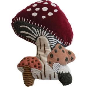 imageCreative CoOp Multicolor Cotton Velvet Embroidered Mushrooms Shaped Pillow