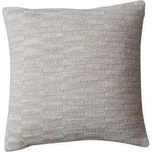 imageCreative CoOp Natural Square Woven Cotton Blend Pillow with Gold Metallic Thread Embroidery