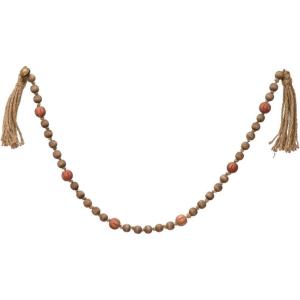 imageCreative CoOp Paulownia Wood Bead Garland with Jingle Bells and Jute Tassels Multicolor