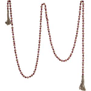 imageCreative CoOp Paulownia Wood Bead Garland with Jute Tassels Pink and Red