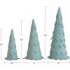 imageCreative CoOp 6 Round x 19 H 5 Round x 15 H ampamp 312 Round x 11 H Wool Felt Trees wGold Metallic Stitching Mint Color Set of 3
