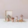 imageCreative CoOp Fabric Topped Foam Mushrooms with Wood Base Sequins and Glitter Multicolor Set of 4