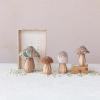 imageCreative CoOp Fabric Topped Foam Mushrooms with Wood Base Sequins and Glitter Multicolor Set of 4