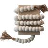 imageCreative CoOp Handmade Wool Felt Ball Garland with Jute Tassels Cream Color