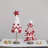 imageCreative CoOp Handmade Wool Felt Christmas Tree with Applique Embroidery and Wood Base Red and White