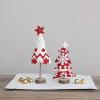 imageCreative CoOp Handmade Wool Felt Christmas Tree with Applique Embroidery and Wood Base Red and White