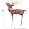 imageCreative CoOp Large Embroidered Sari Fabric Jute and Wire Reindeer Decor Multicolor
