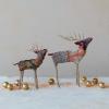 imageCreative CoOp Large Embroidered Sari Fabric Jute and Wire Reindeer Decor Multicolor