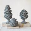 imageCreative CoOp Round Resin Pinecone Finial with Base Verdigris Finish