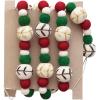 imageCreative CoOp Wool Felt Ball Garland with Embroidery Natural Red and Green