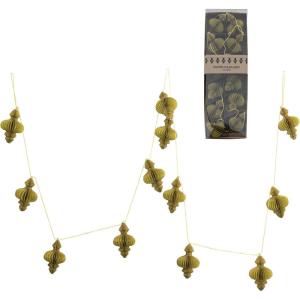 imageCreative CoOp 72quot L Handmade Recycled Paper Honeycomb Finial wGold Glitter Chartreuse Garland
