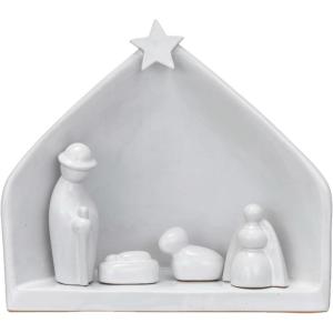 imageCreative CoOp Decorative Stoneware Nativity with Reactive Glaze White Set of 5