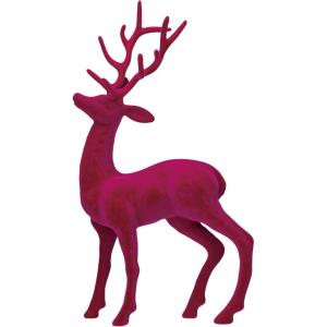 imageCreative CoOp Flocked Plastic Standing Reindeer Decor Pink