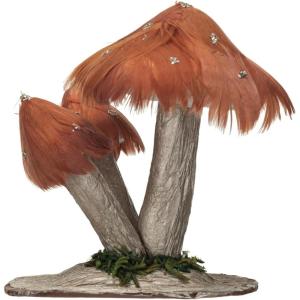 imageCreative CoOp Foam and Feather Mushroom with Gold Glitter and Faux Moss Rust