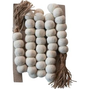 imageCreative CoOp Handmade Wool Felt Ball Garland with Jute Tassels Cream Color