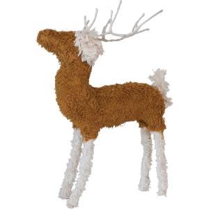 imageCreative CoOp Large Boucl Cotton Knit and Wire Reindeer Mustard Yellow and White