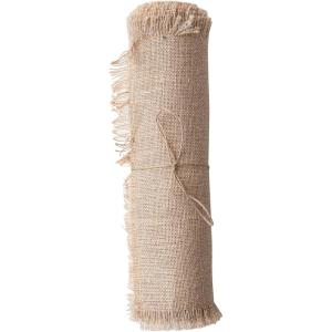 imageCreative CoOp Natural 6 Yard Woven Torn Jute Fabric Roll with Metallic Silver Thread
