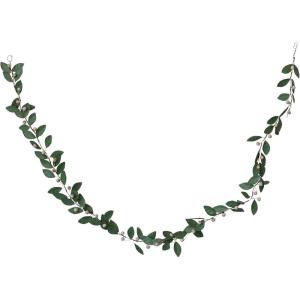 imageCreative CoOp Painted Metal Leaf and Berry Garland Green and Antique Pink