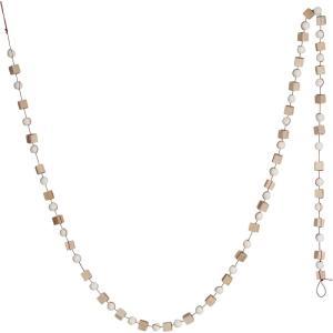 imageCreative CoOp Paulownia Wood Bead Garland with Mixed Shapes and Red String Natural