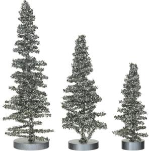 imageCreative CoOp Tinsel Trees with Glitter Silver Set of 3
