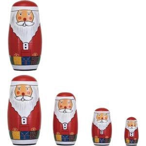 imageCreative CoOp Wood Santa Nesting Dolls Multicolor Set of 5