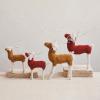 imageCreative CoOp Boucl Cotton Knit and Wire Reindeer Mustard Yellow and White