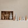 imageCreative CoOp Boxed Stoneware and Wood Christmas Trees White and Natural Set of 9
