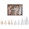 imageCreative CoOp Boxed Stoneware and Wood Christmas Trees White and Natural Set of 9