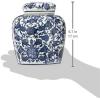 imageCreative CoOp Decorative Ceramic Ginger Jar with Lid for Spaces GreenBlue  White